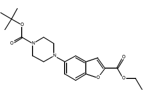 TERT-BUTYL 4-(2-(ETHOXYCARBONYL)BENZOFURAN-5-YL)PIPERAZINE-1-CARBOXYLATE structure, CAS 183288-43-9