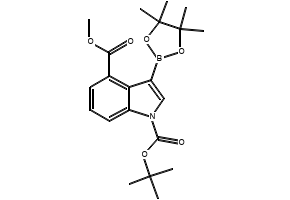 TERT-BUTYL 4-ACETYL-3-(4,4,5,5-TETRAMETHYL-1,3,2-DIOXABOROLAN-2-YL)-1H-INDOLE-1-CARBOXYLATE structure, CAS 1256359-97-3
