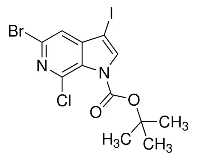 TERT-BUTYL 5-BROMO-7-CHLORO-3-IODO-1H-PYRROLO[2,3-C]PYRIDINE-1-CARBOXYLATE structure, CAS 1198096-54-6
