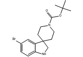 TERT-BUTYL 5-BROMOSPIRO[INDOLINE-3,4'-PIPERIDINE]-1'-CARBOXYLATE structure, CAS 878167-55-6