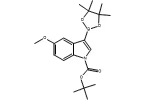TERT-BUTYL 5-METHOXY-3-(4,4,5,5-TETRAMETHYL-1,3,2-DIOXABOROLAN-2-YL)-1H-INDOLE-1-CARBOXYLATE structure, CAS 1256359-99-5