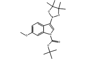 TERT-BUTYL 6-METHOXY-3-(4,4,5,5-TETRAMETHYL-1,3,2-DIOXABOROLAN-2-YL)-1H-INDOLE-1-CARBOXYLATE structure, CAS 1256360-00-5