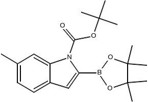 TERT-BUTYL 6-METHYL-2-(4,4,5,5-TETRAMETHYL-1,3,2-DIOXABOROLAN-2-YL)-1H-INDOLE-1-CARBOXYLATE structure, CAS 1218791-10-6