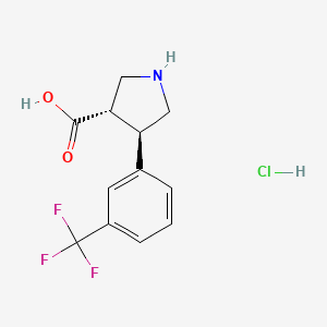 TRANS-4-(3-(TRIFLUOROMETHYL)PHENYL)PYRROLIDINE-3-CARBOXYLIC ACID HYDROCHLORIDE structure, CAS 1049978-65-5