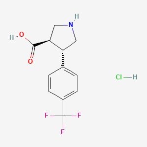 TRANS-4-(4-(TRIFLUOROMETHYL)PHENYL)PYRROLIDINE-3-CARBOXYLIC ACID HYDROCHLORIDE structure, CAS 1049978-66-6