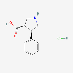 TRANS-4-PHENYLPYRROLIDINE-3-CARBOXYLIC ACID HYDROCHLORIDE structure, CAS 1049755-65-8