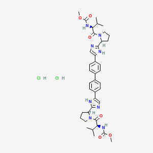N,N'-[[1,1'-Biphenyl]-4,4'-diylbis[1H-imidazole-5,2-diyl-(2S)-2,1-pyrrolidinediyl[(1S)-1-(1-methylethyl)-2-oxo-2,1-ethanediyl]]]biscarbamic acid dimethyl ester hydrochloride structure, CAS 1009119-65-6