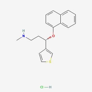 Duloxetine Related Compound F (10 mg) ((S)-N-Methyl-3-(naphthalen-1-yloxy)-3-(thiophen-3-yl)propan-1-amine hydrochloride) structure, CAS 1104890-90-5