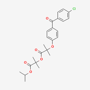 FENOFIBRATE RELATED COMPOUND C (25 MG) (1-METHYLETHYL 2-[[2-[4-(4-CHLOROBENZOYL)PHENOXY]-2-METHYLPROPANOYL]OXY]-2-METHYLPROPANOATE) structure, CAS 217636-48-1