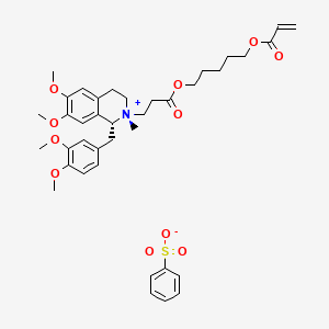 cis-1-[(3,4-Dimethoxyphenyl)methyl]-1,2,3,4-tetrahydro-6,7-dimethoxy-2-methyl-2-[3-oxo-3-[[5-[(1-oxo-2-propenyl)oxy]pentyl]oxy]propyl]-isoquinolinium Benzenesulfonate structure, CAS 155913-31-8