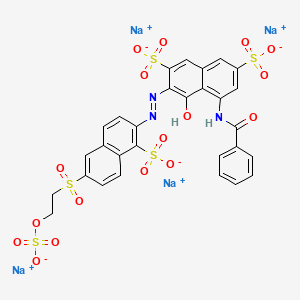 2,7-Naphthalenedisulfonic acid, 5-(benzoylamino)-4-hydroxy-3-1-sulfo-6-2-(sulfooxy)ethylsulfonyl-2-naphthalenylazo-, tetrasodium salt structure, CAS 98114-32-0