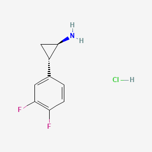(1R trans)-2-(3,4-difluorophenyl)cyclopropane amine structure, CAS 1156491-10-9