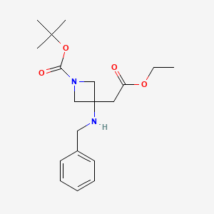 tert-butyl 3-(benzylaMino)-3-(2-ethoxy-2-oxoethyl)azetidine-1-carboxylate structure, CAS 1373923-04-6