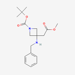 tert-butyl 3-(benzylaMino)-3-(2-ethoxy-2-oxoethyl)azetidine-1-carboxylate structure, CAS 1392803-61-0