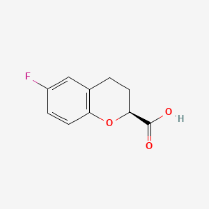 2H-1-Benzopyran-2-carboxylic acid, 6-fluoro-3,4-dihydro-, (2S)- structure, CAS 129101-36-6