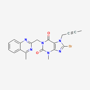 8-Bromo-7-but-2-ynyl-3-methyl-1-(4-methyl-quinazolin-2-ylmethyl)-3,7-dihydro-purine-2,6-dione structure, CAS 853029-57-9