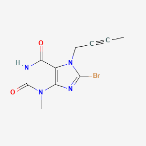8-bromo-7-(but-2-ynyl)-3-methyl-1H-purine-2,6(3H,7H)-dione structure, CAS 666816-98-4
