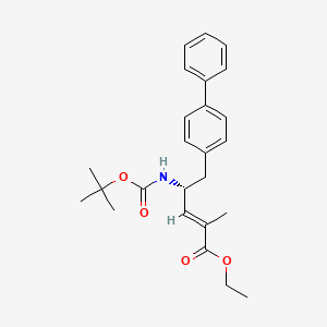 (R,E)-ethyl 5-([1,1'-biphenyl]-4-yl)-4-((tert-butamino)-2-methylpent-2-enoat oxycarbonyl) structure, CAS 149709-59-1