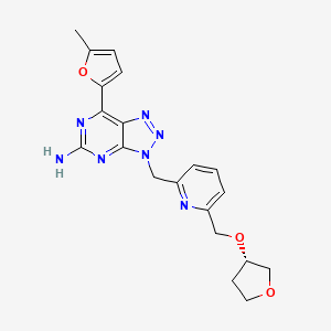 (S)-7-(5-Methyl-furan-2-yl)-3-[6-(tetrahydro-furan-3-yloxyMethyl)-pyridin-2-ylMethyl]-3H-[1,2,3]triazolo[4,5-d]pyriMidin-5-ylaMine structure, CAS 1202402-40-1