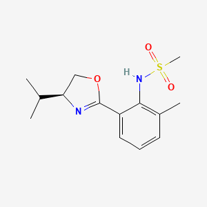 N-[2-[(4S)-4,5-Dihydro-4-(1-methylethyl)-2-oxazolyl]-6-methylphenyl]methanesulfonamide structure, CAS 480444-15-3
