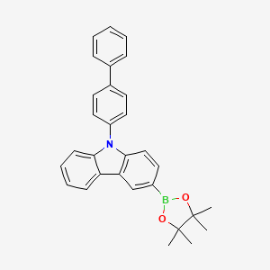9H-Carbazole, 9-[1,1'-biphenyl]-4-yl-3-(4,4,5,5-tetraMethyl-1,3,2-dioxaborolan-2-yl)- structure, CAS 1391729-66-0