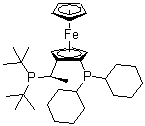 (R)-(-)-1-[(S)-2-(DICYCLOHEXYLPHOSPHINO)FERROCENYL]ETHYLDI-T-BUTYLPHOSPHINE structure, CAS 158923-11-6