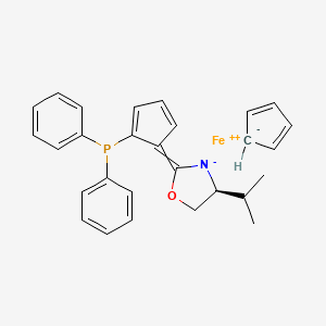 (S,S)-[2-(4'-i-Propyloxazolin-2'-yl)ferrocenyldiphenylphosphine, min. 97% structure, CAS 163169-29-7
