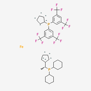 (R)-(-)-1-[(S)-2-(DI(3,5-BIS-TRIFLUOROMETHYLPHENYL)PHOSPHINO)FERROCENYL]ETHYLDICYCLOHEXYLPHOSPHINE structure, CAS 292638-88-1