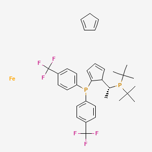 (R)-1-[(S)-2-[BIS[4-(TRIFLUOROMETHYL)PHENYL]PHOSPHINO]FERROCENYL]-ETHYLDI-TERT-BUTYLPHOSPHINE structure, CAS 246231-79-8