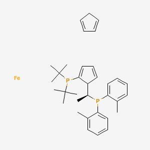 (S)-1-[(R)-2-(DI-TERT.-BUTYLPHOSPHINO)FERROCENYL]ETHYLBIS(2-METHYLPHENYL)PHOSPHI structure, CAS 849924-77-2