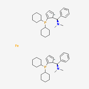 (ALPHAR,ALPHAR)-1,1'-BIS[ALPHA-(DIMETHYLAMINO)BENZYL]-(S,S)-2,2'-BIS(DICYCLOHEXYLPHOSPHINO)FERROCENE structure, CAS 494227-35-9