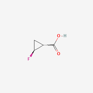 Cyclopropanecarboxylic acid, 2-fluoro-, (1R-trans)- (9CI) structure, CAS 167073-08-7
