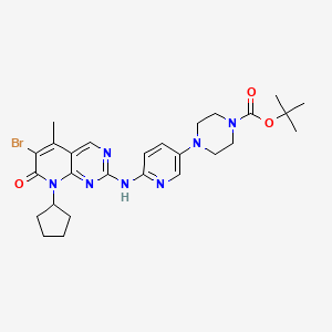 4-[6-(6-BROMO-8-CYCLOPENTYL-5-METHYL-7-OXO-7,8-DIHYDRO-PYRIDO[2,3-D]PYRIMIDIN-2-YLAMINO)-PYRIDIN-3-YL]-PIPERAZINE-1-CARBOXYLIC ACID TERT-BUTYL ESTER structure, CAS 571188-82-4