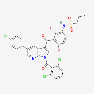 1-PropanesulfonaMide, N-[3-[[5-(4-chlorophenyl)-1-(2,6-dichlorobenzoyl)-1H-pyrrolo[2,3-b]pyridin-3-yl]carbonyl]-2,4-difluorophenyl]- structure, CAS 1262985-23-8