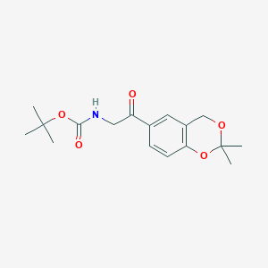 CarbaMic acid, [2-(2,2-diMethyl-4H-1,3-benzodioxin-6-yl)-2-oxoethyl]-, 1,1-diMethylethyl ester structure, CAS 452339-71-8