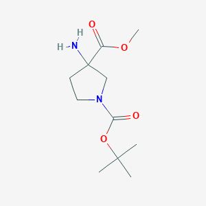 1-(tert-butyl) 3-methyl 3-aminopyrrolidine-1,3-dicarboxylate structure, CAS 942190-47-8