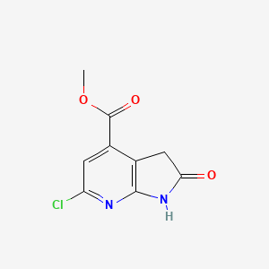 1H-Pyrrolo[2,3-b]pyridine-4-carboxylic acid, 6-chloro-2,3-dihydro-2-oxo-, Methyl ester structure, CAS 1190312-76-5