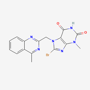 8-bromo-3-methyl-7-((4-methylquinazolin-2-yl)methyl)-3,7-dihydro-1H-purine-2,6-dione structure, CAS 2A-1167672