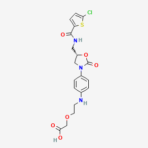 (S)-2-(2-((4-(5-((5-chlorothiophene-2-carboxamido)methyl)-2-oxooxazolidin-3-yl)phenyl)amino)ethoxy)acetic acid structure, CAS 931204-39-6