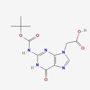 [N2-(tert-butoxycarbonyl)guanidin-9-yl]acetic acid structure, CAS 1028077-12-4