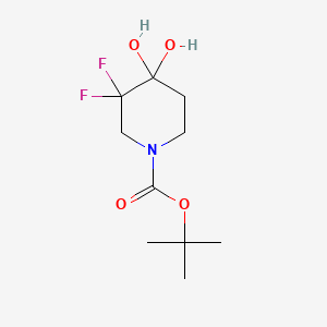 tert-butyl 3,3-difluoro-4,4-dihydroxypiperidine-1-carboxylate structure, CAS 1067914-83-3