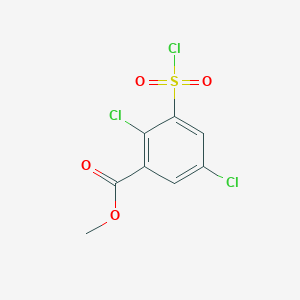 ethyl 2,5-dichloro-3-(chlorosulfonyl)benzoate structure, CAS 1155910-33-0