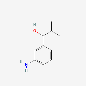 1-(3-aminophenyl)-2-methylpropan-1-ol structure, CAS 1256952-97-2