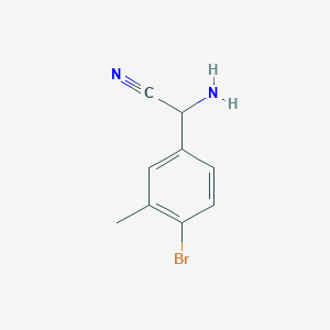 2-amino-2-(4-bromo-3-methylphenyl)acetonitrile structure, CAS 1509552-39-9