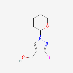 [3-​Iodo-​1-​(tetrahydropyran-​2-​yl)​-​1H-​pyrazol-​4-​yl]​-​methanol structure, CAS 1627924-18-8