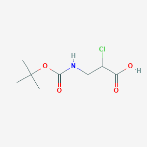 3-((tert-butoxycarbonyl)amino)-2-chloropropanoic acid structure, CAS 1644377-73-0