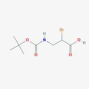 2-bromo-3-((tert-butoxycarbonyl)amino)propanoic acid structure, CAS 1644377-77-4