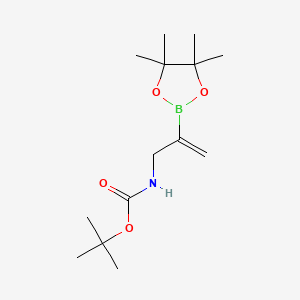 tert-butyl-N-[2-(4,4,5,5-tetramethyl-1,3,2-dioxaborolan-2-yl)allyl]carbamate structure, CAS 1202794-01-1