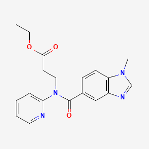ethyl 3-(1-methyl-N-(pyridin-2-yl)-1H-benzo[d]imidazole-5-carboxamido)propanoate structure, CAS 1702936-92-2