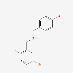  Benzene 4-​bromo-​2-​[[(4-​methoxyphenyl)​methoxy]​methyl]​-​1-​methyl,  structure, CAS 1799980-22-5
